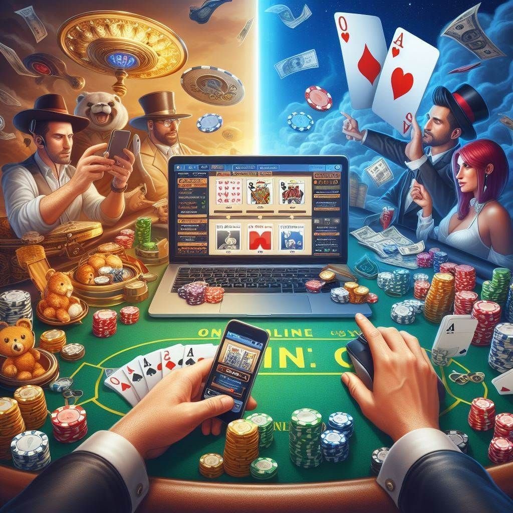 Pengguna mengakses platform hiburan olahraga dan casino dengan perangkat desktop dan mobile
